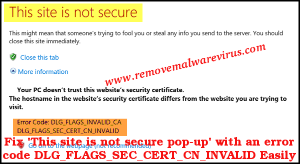 Fix This site is not secure pop-up with an error code DLG_FLAGS_SEC_CERT_CN_INVALID