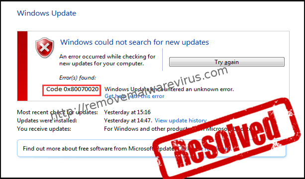 0x80070020 1 (Resolved) 0X000000A5 Blue Screen Stop Error on Windows